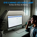 HASTHIP® LED Desk Lamp with Clamp, USB Powered, 3-Color Modes, Dimmable Eye-Caring Reading Light, Flexible Gooseneck, Adjustable Brightness, Table Lamp for Home, Office, Study, Crafting (Black)