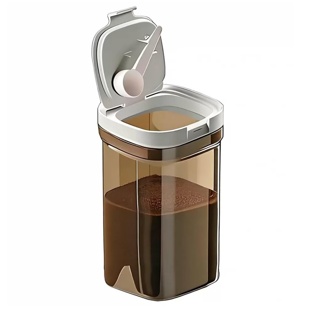HASTHIP® Airtight Coffee Canister 20oz,Coffee Storage Container with Scoop & Sealing Lid,Stainless Steel Kitchen Food Jar for Beans Ground Tea Sugar Flour & Cereal 1800ml Light