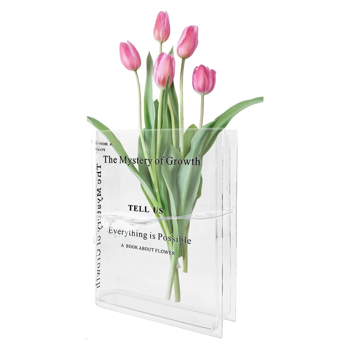 HASTHIP Book Shaped Flower Vase for Home Decor with Transparent Acrylic Design 20x15x4cm