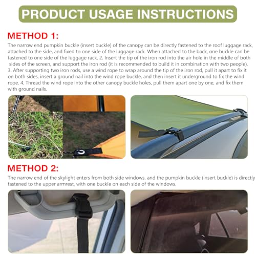 HASTHIP® Foldable Car Awning Sun Shelter Tent, 118x78 Inches Military Green, Waterproof Camping Tarp with UPF 50+ UV Protection, Portable SUV Canopy with Storage Bag for Outdoor Travel Adventures