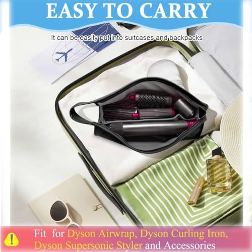 HASTHIP® PU Leather Travel Case Compatible with Airwrap Styler/Shark Flexstyle, Portable Carrying Case for Supersonic Hair Dryer, Shockproof Protection Organizer Bag Travel Storage Bag
