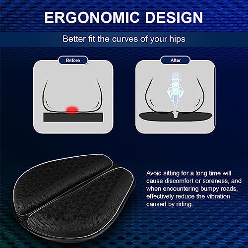 HASTHIP® Gel Seat for Bike, Detachable Gel Pad & 3D Honeycomb Motorcycle Seat Cushion, High Density, Shock Absorption Bike Seat Cover, Breathable, Durable Bike Seat Cushions for Long Drive