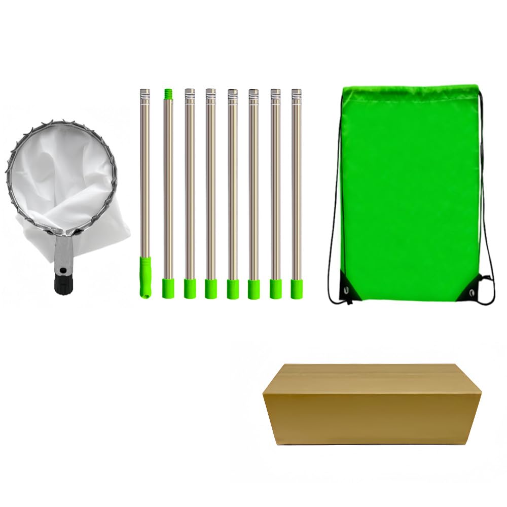 HASTHIP® Extendable Mango Plucker Tool - 10.5ft Fruit Plucker with Adjustable Pole - Alloy Material Telescopic Pole - Equipped With Net & Pole - Tree Fruit Plucker Stick - Easy To Use Fruits Catcher