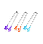HASTHIP Small Kitchen Tongs for Desserts and Ice Cubes featuring Silicone Palm Tips | 3Pcs 5.1 in Stainless Steel