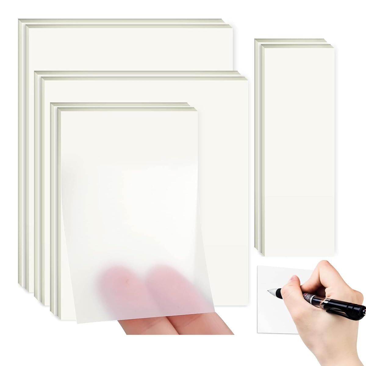 HASTHIP Transparent Sticky Notes for Books and Office with 400 Sheets and 4 Sizes | Writable PET Clear Notes