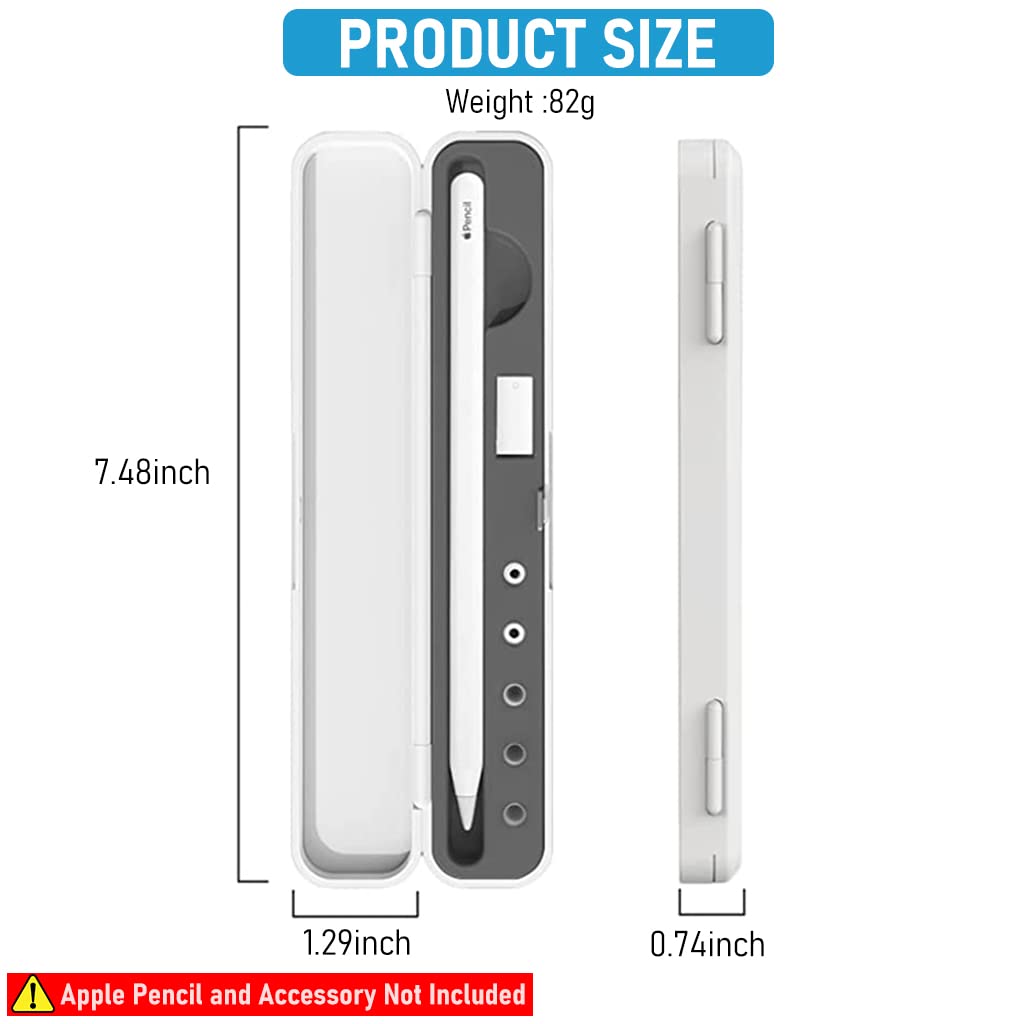 HASTHIP® Carrying Case for Apple Pencil 2nd Gen /1st Generation Organizer Box for Apple Pencil,Case iPencil,Pen Tip Pen Tip Cover and Adapter Grey(Pen and Accessory Not Included)