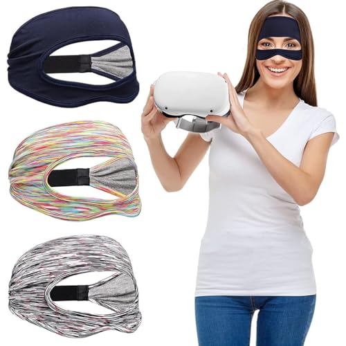 HASTHIP® 3Pcs VR Headwear Face Mask Compatible with Meta Quest 2/Oculus Quest 2, Breathable Sweatproof Stretchy Face Cover Sweat Guard, Universal Comfort Fit for VR Gaming Accessories