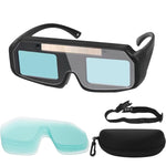 HASTHIP® Gafas de Soldadura Auto Oscurecibles con Correa,Gafas Protectores Solares Antideslumbrantes con 15 Lentes de Repuesto,Visión Clara para Trabajos Soldadura Pulido y Eléctricos
