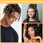 HASTHIP® Marca 259 Piezas Accesorios para Cabello Trenzado,Anillos de Trenza,Decoraciones de Metal Dorado y Plateado Cuentas para Dreadlocks Cuffs y Clips Trenzas Extensiones Joyas Mujeres Niñas Bod