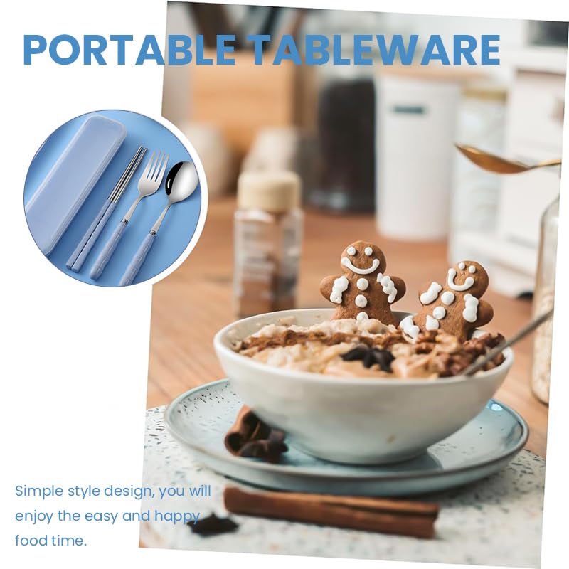 HASTHIP® Portable Flatwares with Storage Case Set of 3Pcs Chopsticks, Spoon & Fork Combo Food Grade