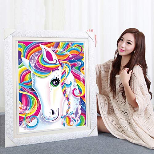 HASTHIP DIY 5D Diamond Painting by Number Kits Full Drill Crystal Embroidery Household Wall Decoration Art Crafts-Unicorn