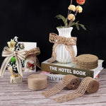 HASTHIP® Jute Burlap Ribbon, 4 Rolls 6.6ft Jute Rope for Craft, Creative DIY ribbons for gift wrapping, DIY Project, Event & Wedding Decorations, Natural Fabric Roll Craft Decoration Lace