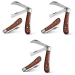 HASTHIP Grafting Knife for Plants with Dual Blade Foldable Design and Wooden Handle 3 PCS