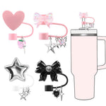 HASTHIP Straw Cover Cap for 10mm Straws with Anti Slip Grip & Cute Charms | 4 Pcs Dustproof Tumbler Lid