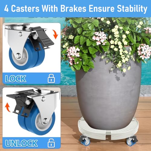HASTHIP® Plant Stand with Wheels Heavy Duty, Plant Mover with Wheels, Large Plant Cart for Vertical Garden, Vertical Planters, Patio Umbrella Base, Plant Pots(Adjustable 15-20 inches)