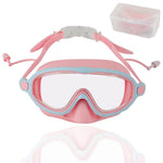 HASTHIP® Gafas de Natación para Niños con Cubierta de Nariz,Antivaho y Antifugas,Lentes Panorámicos Tapones para los Oídos Gafas Buceo Ajustables Niños y Niñas 4-16 Años - Rosa M
