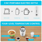 HASTHIP® Electric Kettle 0.4 Litre 300W Portable Water Bottle Hot Tea Mug Multipurpose Food Grade Fast Boil Auto Shut Off Travel LCD Smart Temperature Display 3PCS