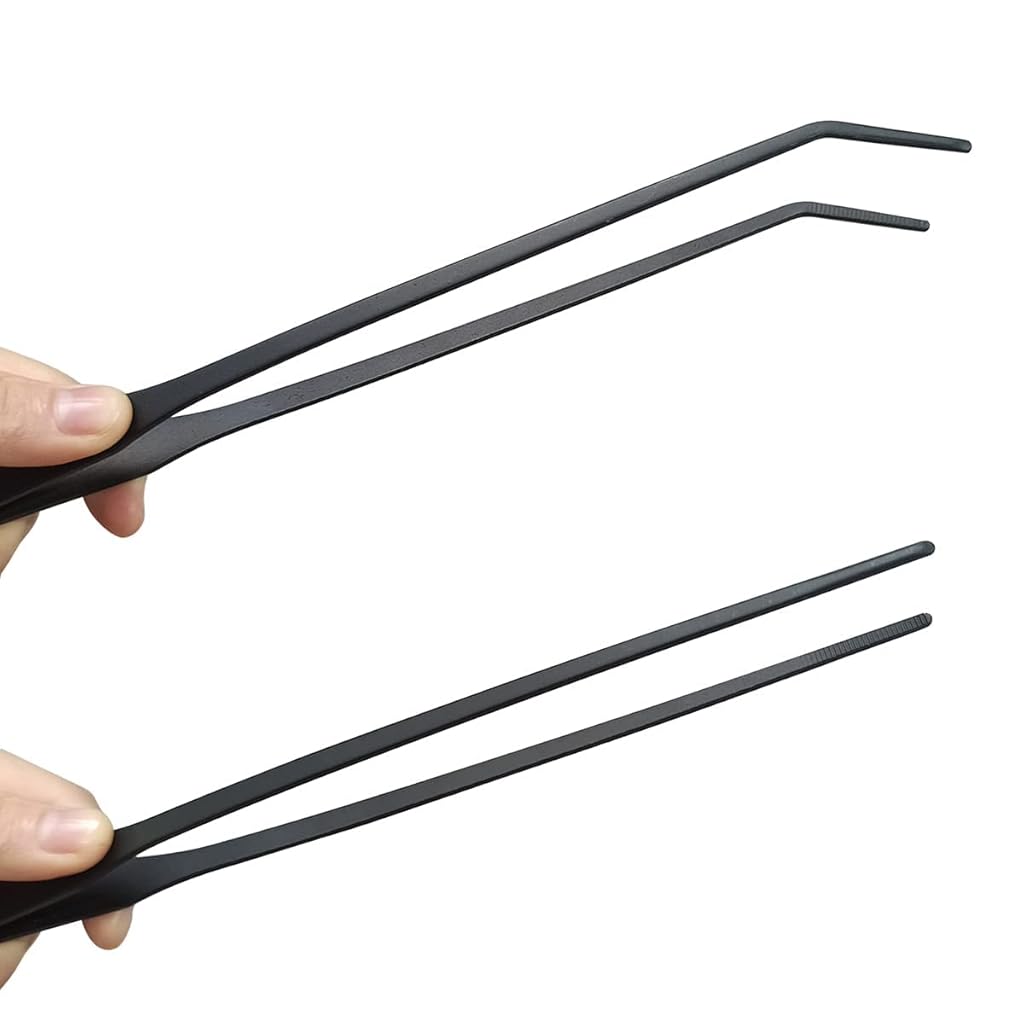 HASTHIP® Juego de 2 Pinzas Acuáticas de Acero Inoxidable para Acuario 27 cm/10.6 in – Pinzas Rectas y Curvas Antideslizantes para Plantas,Limpieza y Alimentación Peces Reptiles,