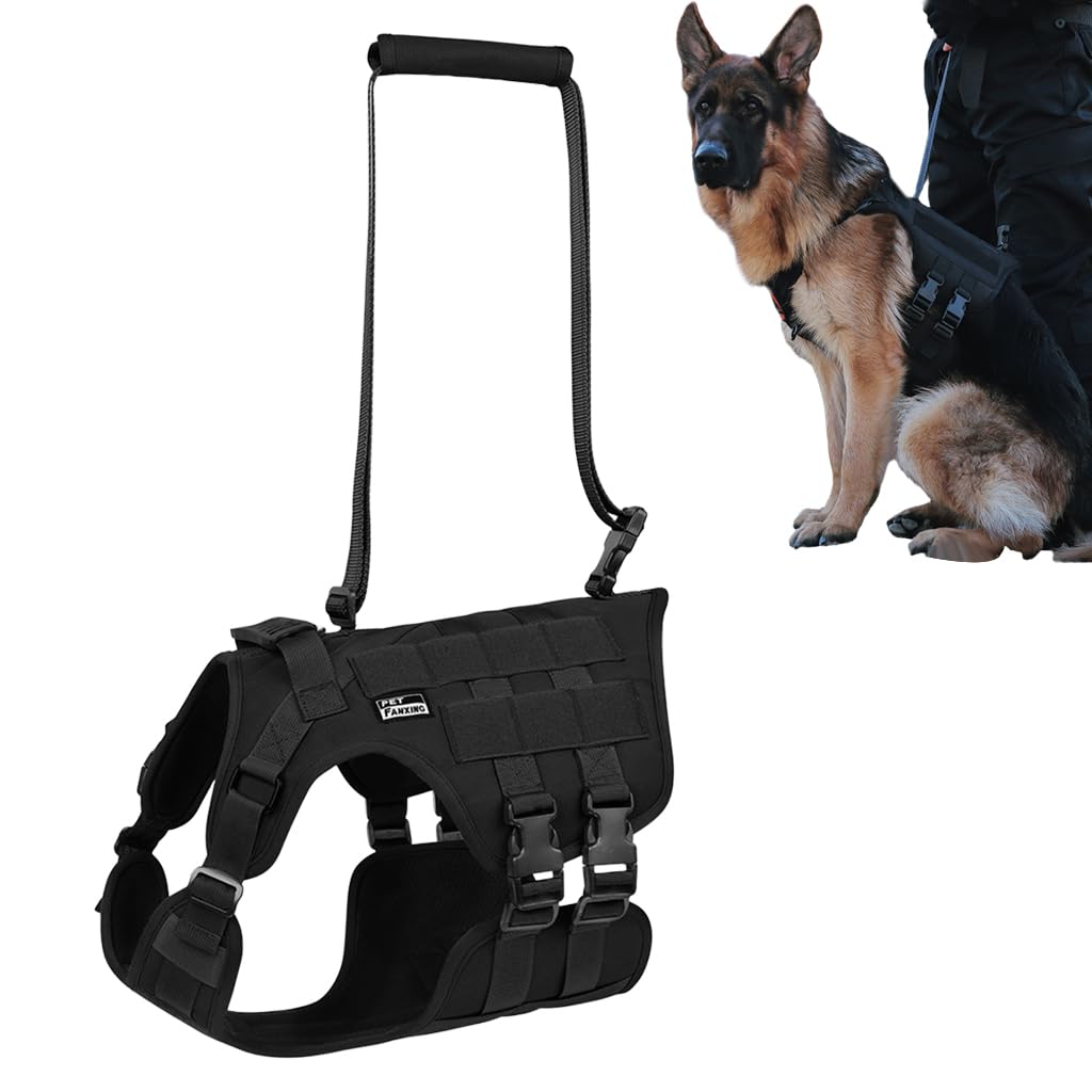 HASTHIP® OneTigris No Pull Tactical Dog Harness for Medium Dog, Aire Mesh Service Dog Harness Breathable Military Dog Molle Vests