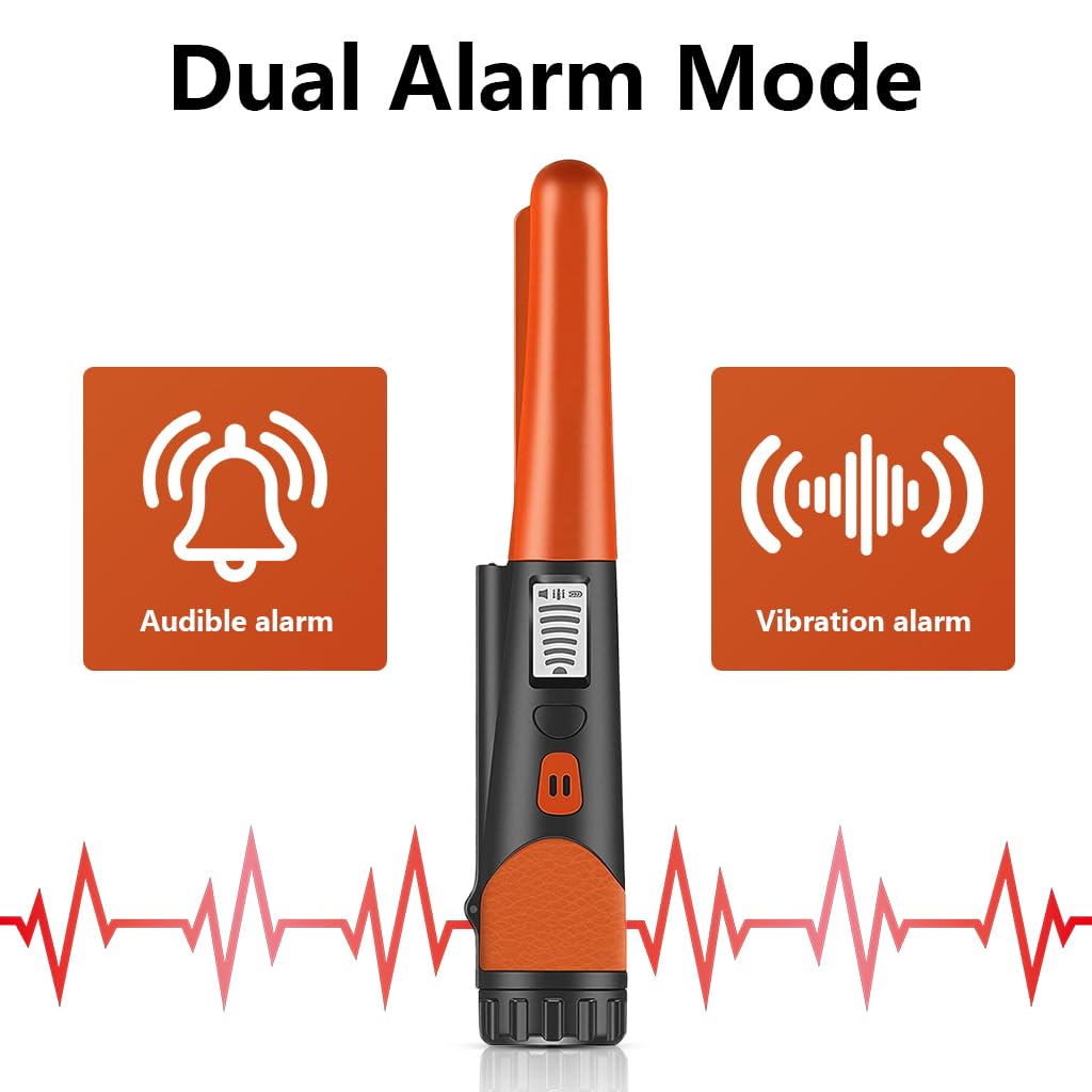 Serplex® Hand Metal Detector High Sensitivity Handheld Metal Detector with LCD Screen and Belt Holster 360° Search Probe Finds Gold Coin Silver Jewelry Waterproof Pinpointer (Battery NOT Included)