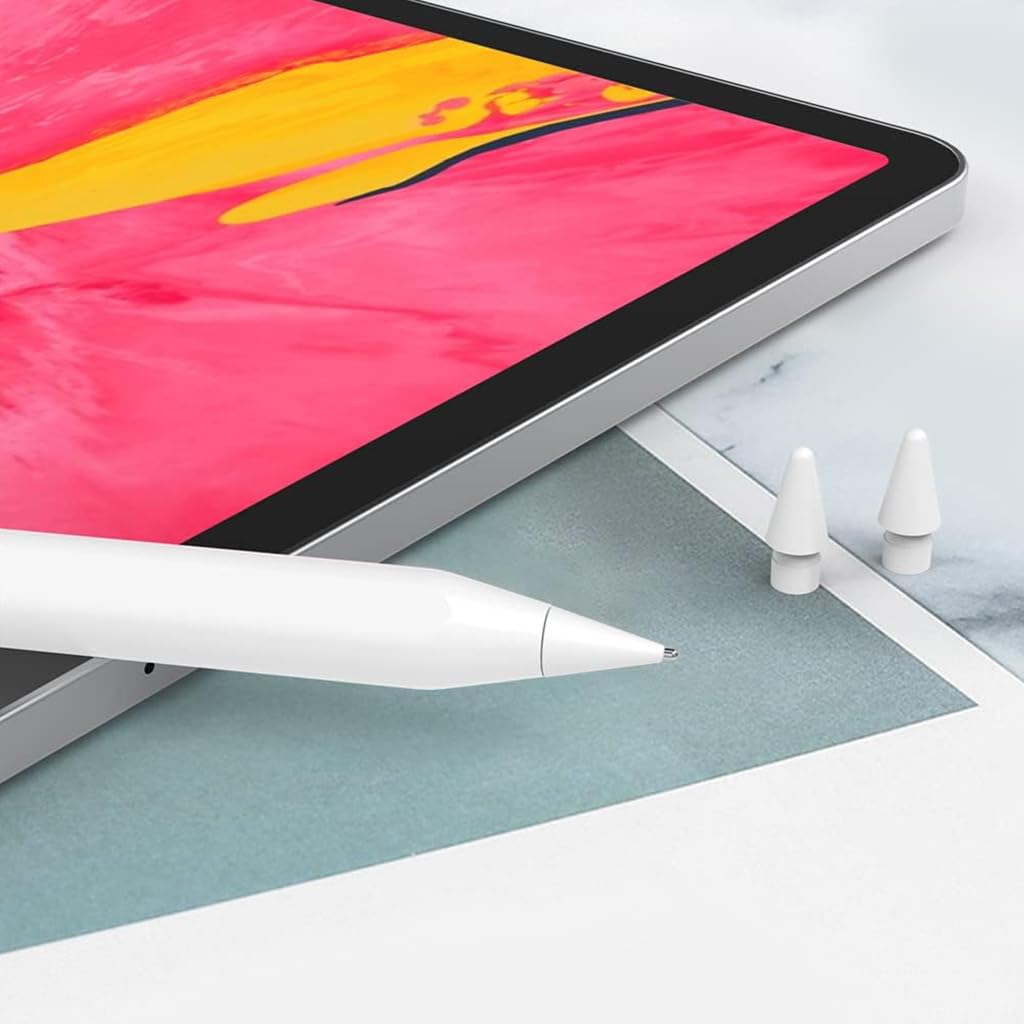 HASTHIP® 2 Pack High Sensitivity Plastic & Metal Wear-Resistant Replacement Nibs for Apple Pencil 1 & 2, Enhance Painting with Precision & Smooth Strokes, White