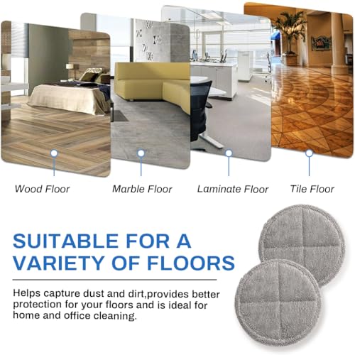 HASTHIP® 4Pcs Replacement Mop Pads for AGARO Floor Scrubber, 16cm/6.3 Inches, Super Absorbent, Durable Scrubbing Pads, High-Density Reusable Cleaning Pads