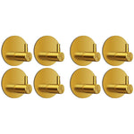 HASTHIP Self Adhesive Wall Hooks for Bathroom and Kitchen featuring 4PCS 0.5 Inch Golden Stainless Steel | Rustproof Waterproof Design