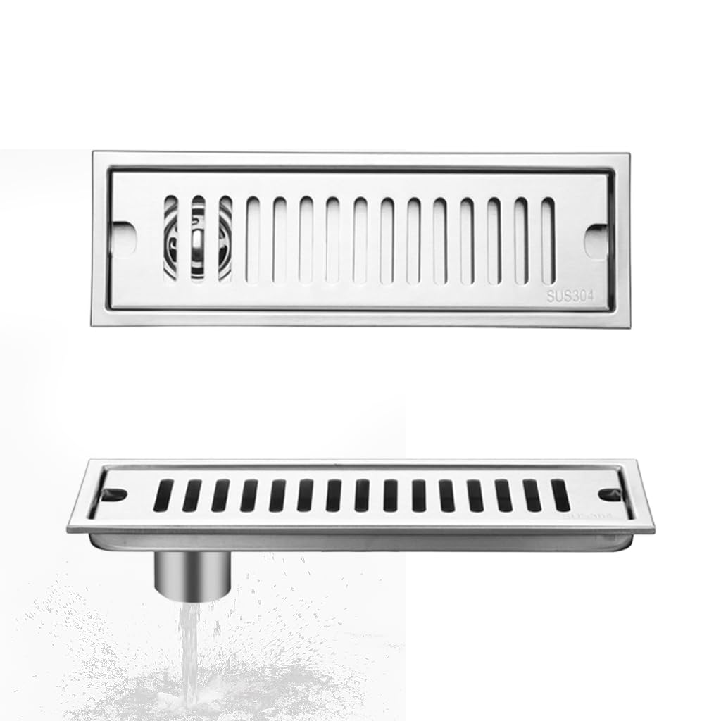 HASTHIP Stainless Steel Shower Floor Drain with 11.8 in Linear Design and Anti Odor Trap | Easy Clean Grate for Modern Bathrooms
