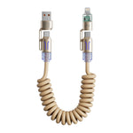 HASTHIP® Cable de Carga 4 en 1 240W PD USB C/USB A a Type C/Lightning,Cable Rápido para iPhone 16/15/14 Pro MAX,Android iPad MacBook Samsung Elástico Antienredos de 2M para Hogar