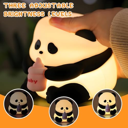 HASTHIP® Night Light For Kids, Cute Panda Night Light, Food Grade Silicone 3 Level Dimmable Breastfeeding Nursery Nightlight for Room Decor, With Timing Switch, Cute Gifts Stuff for Boys Girls