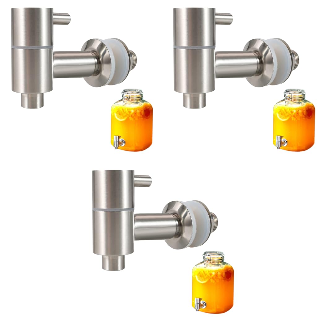 HASTHIP Replacement Spigot Faucet Tap for Beverage Dispensers with 16mm Lever Spout | 304 Stainless Steel 3pcs Set