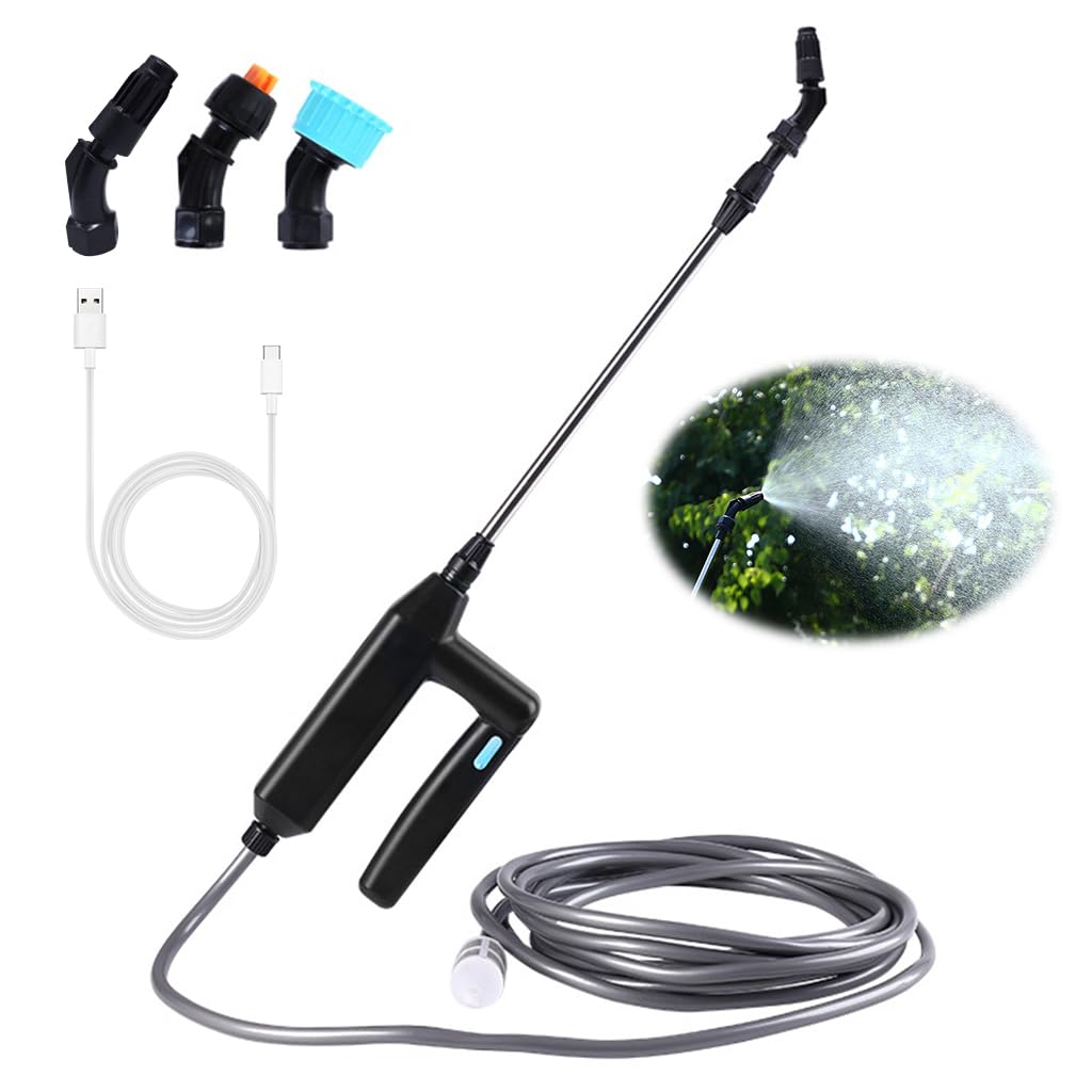 HASTHIP USB Water Sprayer for Gardening with 3 Nozzles and 16.4ft Pipe | 2400mAh Battery