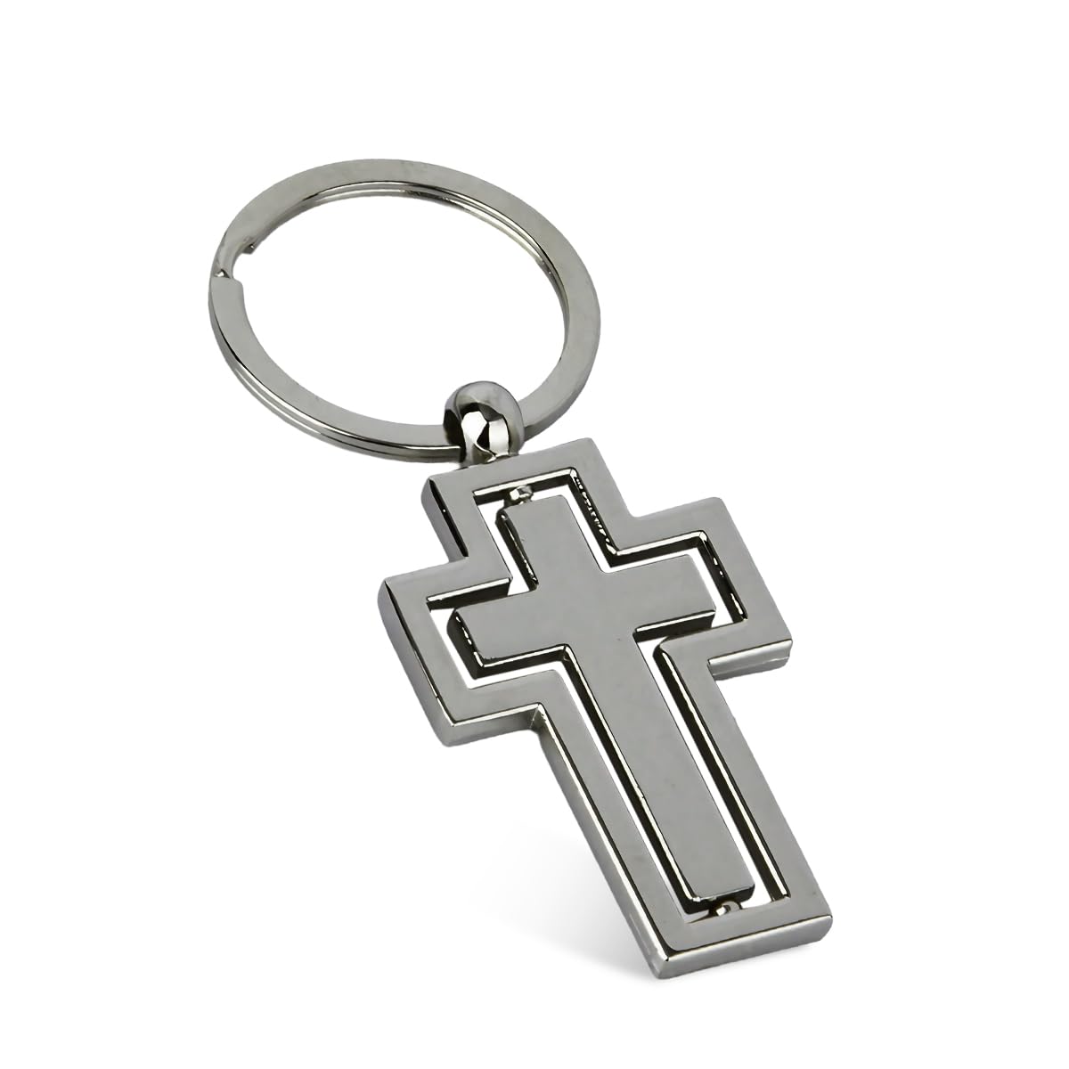 HASTHIP Cross Keychain for Home and Car Keys featuring 360° Rotating Cross | Zinc Alloy 4.57×2.83×0.28 in