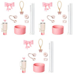 HASTHIP Stanley Cup Accessories 27PCS Kit with Straw Caps and Brush | Cute Bow and Sleeve Decor