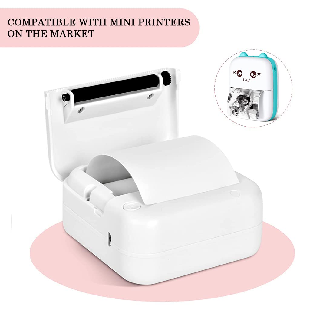HASTHIP® 5 Rolls Thermal Paper 57x25mm Self-Adhesive Receipt Paper for POS Machine, Mini Thermal Printer, Cash Register, Portable Bluetooth Pocket Printers, Black on White