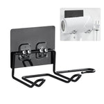 HASTHIP Hair Dryer Stand for Bathroom with Plug Holder featuring Self Adhesive Mount | Stainless Steel Wall Organizer in Black