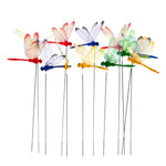 HASTHIP® 3D Dragonfly Balcony Decoration Items - 24 Pieces Garden Decoration Items - 25 CM Color Dragonflies Garden Stakes - Dragonflies Garden Decor - Indoor/Outdoor Plant Support Sticks