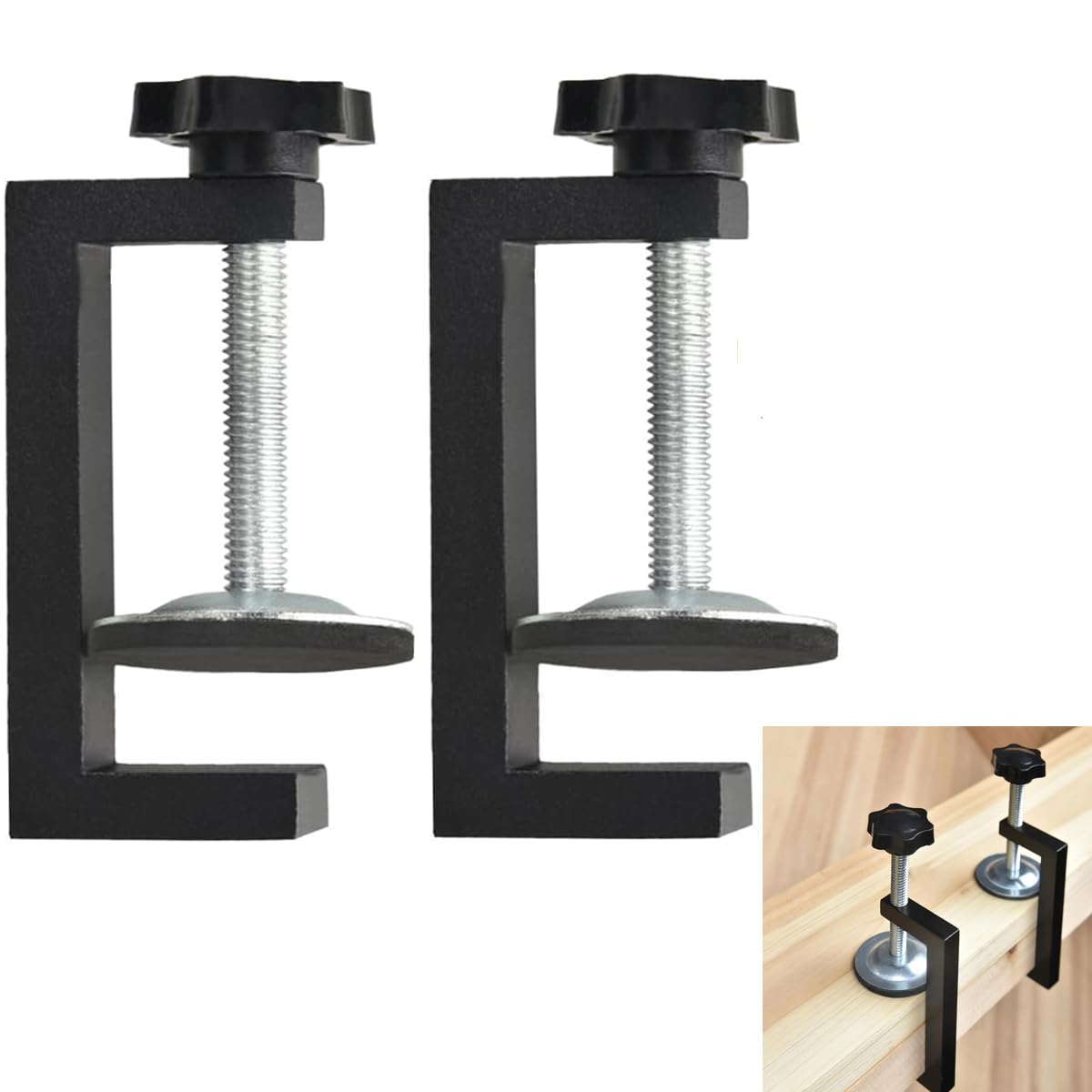 HASTHIP® Juego de 2 Abrazaderas C para Carpintería - Acero al Carbono,Soporte de Paneles Madera,Ajuste Preciso Manualidades Metalurgia Instalación Cajones y Puertas