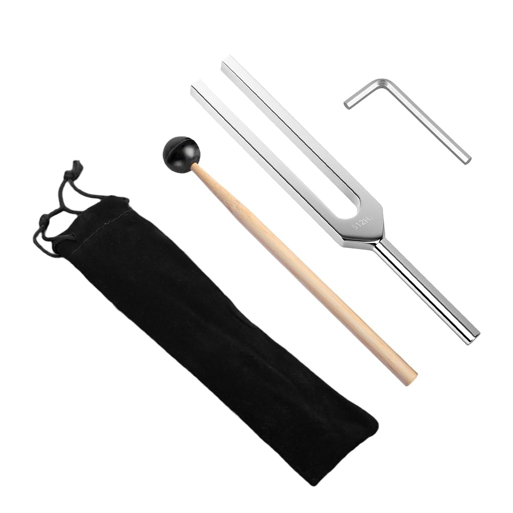 HASTHIP® 512Hz Tuning Fork, 21.5cm Aluminum Alloy Music Tuning Fork for Sound Healing, Instrument Tuning & Meditation Therapy, with Velvet Drawstring Storage Bag & Striker