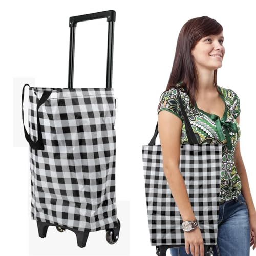 HASTHIP® Portable Shopping Cart with Shoulder Straps & Telescoping Pull Handle