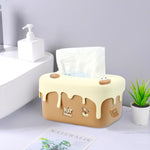 HASTHIP Kawaii Tissue Paper Box Cover for Home Office and Car featuring Spring Loaded Design | PP Body with Removable Soft Rubber Top 25x16x12cm