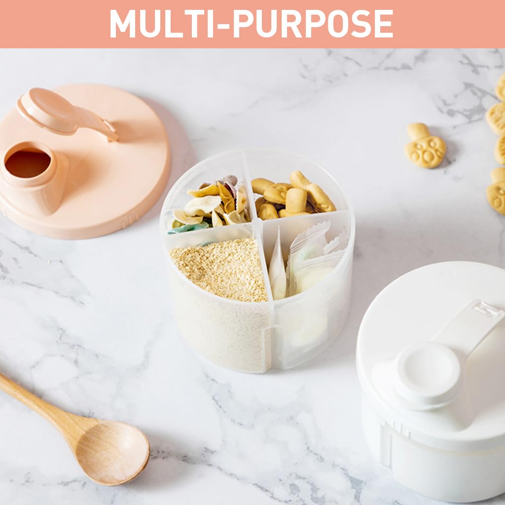 HASTHIP® 160G Baby Formula Dispenser 4-Compartment Baby Bilk Powder Container Food Grade PP Baby Food Container Travel Formula Milk Container for Milk Powder, Snacks (Pink)