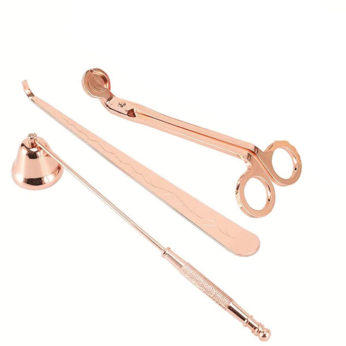 HASTHIP Candle Accessory Set for Scented Candle Care with Curved Wick Trimmer 3pcs Gold | Stainless Steel Gift Kit