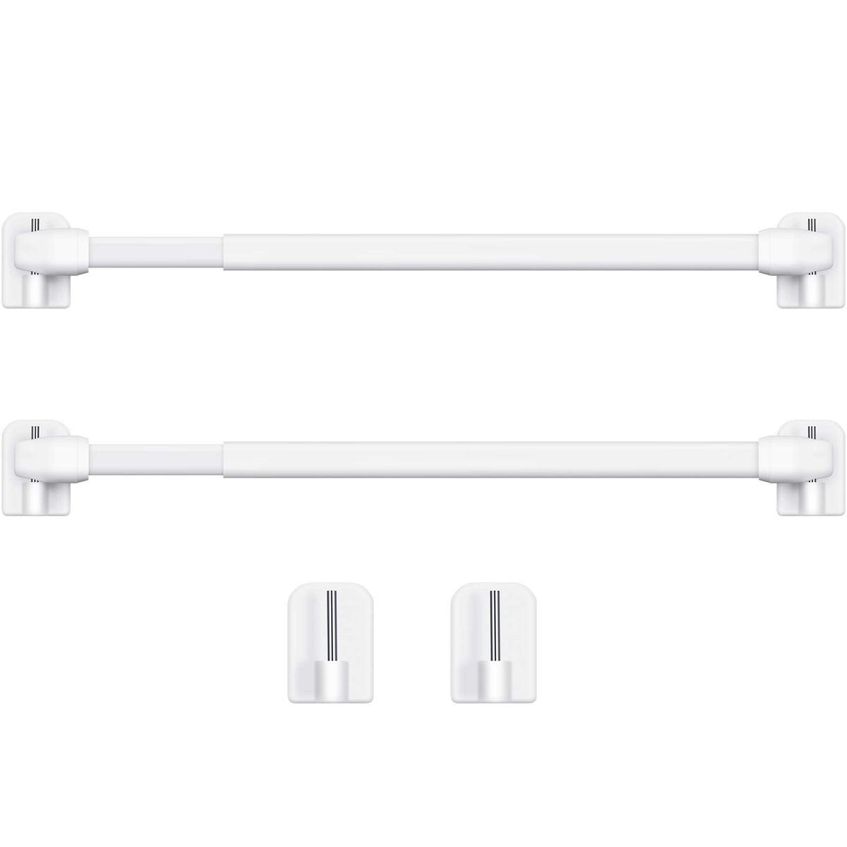 HASTHIP® Adjustable Self Adhesive Curtain Rods 2 Pack 80-120cm Plastic Tension Shower Curtain Rod No Drill Exble Window Closet Cupboard Bar Rail Accessories for Home Bathroom Hotel (White)