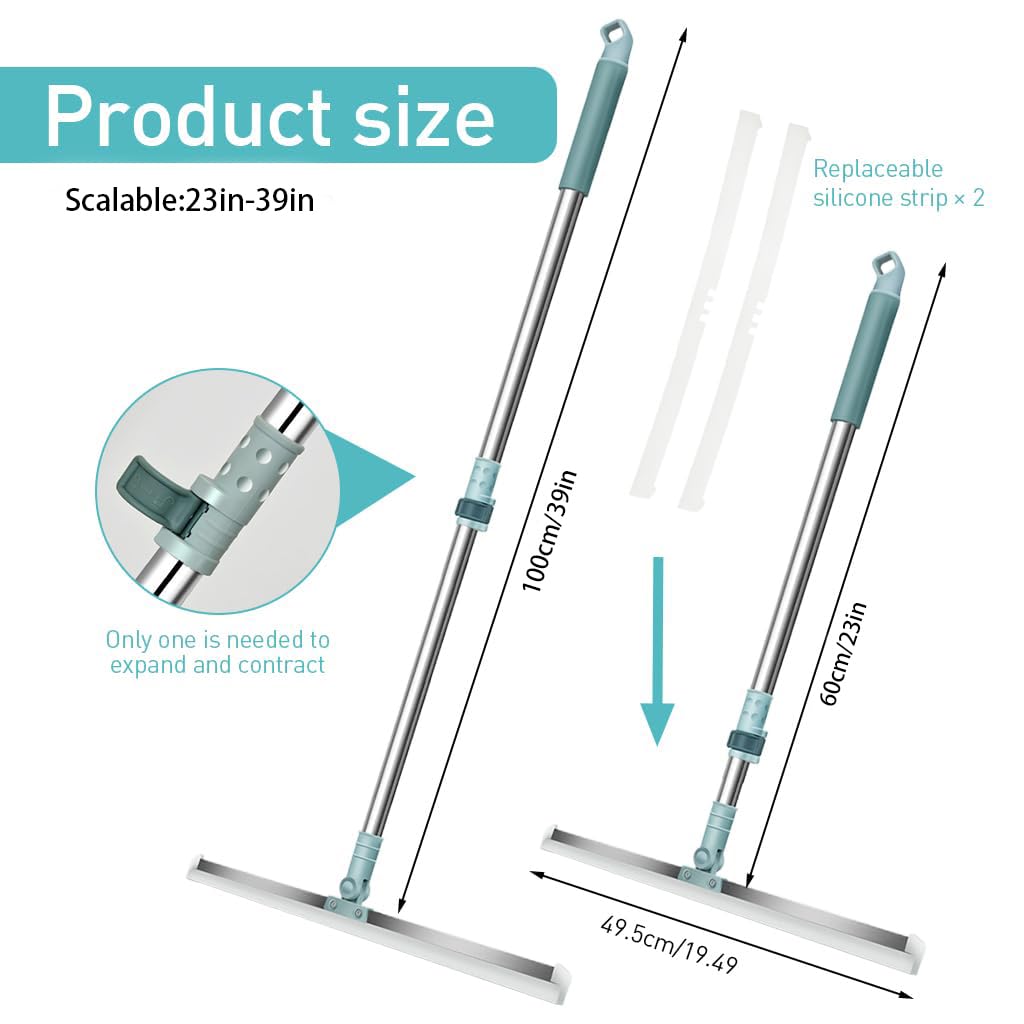 HASTHIP Wiper Mop for Floor Cleaning with 19.6 in Blade and 180° Rotatable Handle | Silicone Floor Wiper