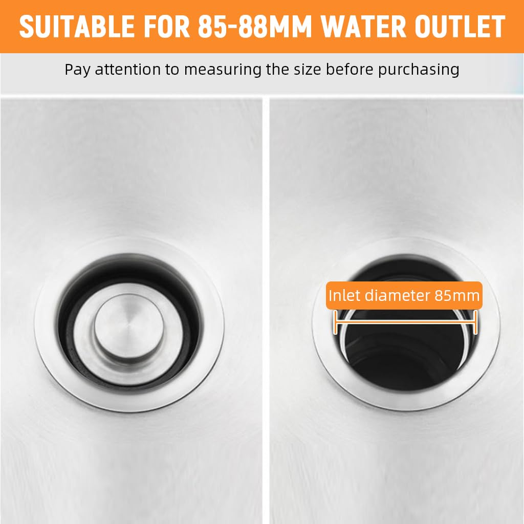 HASTHIP Kitchen Sink Stopper and Strainer Set for 4.3 in Drains with Rubber Seal | Stainless Steel