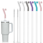 HASTHIP Straw Extender Kit for 8–10mm Straws with Dustproof Caps and Cleaning Brushes | Food‑Grade Silicone Bent Straws
