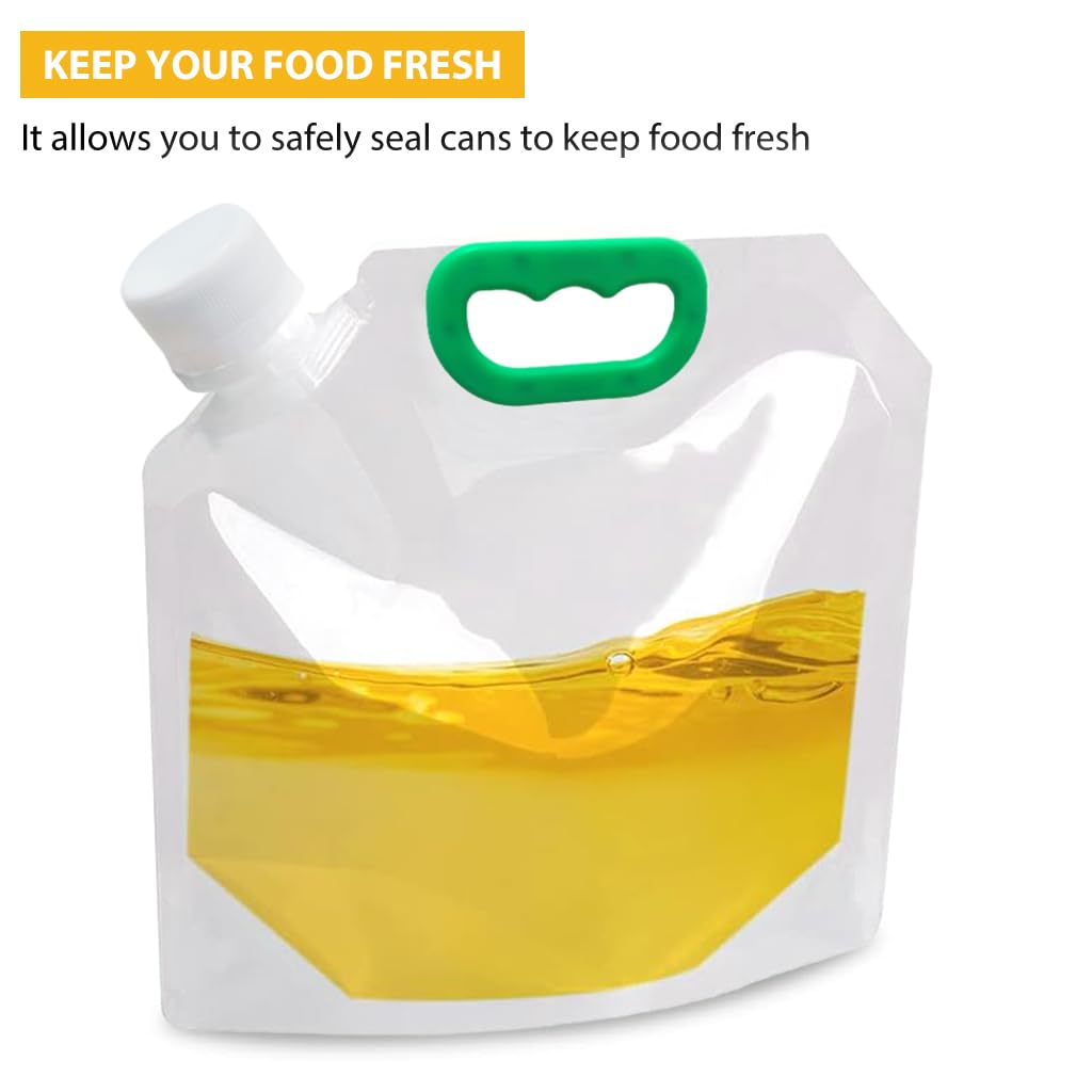 HASTHIP Cereal Storage Bags 5 Pack for Rice and Grains with 1.5L Screw Cap Seal | Food Grade PP