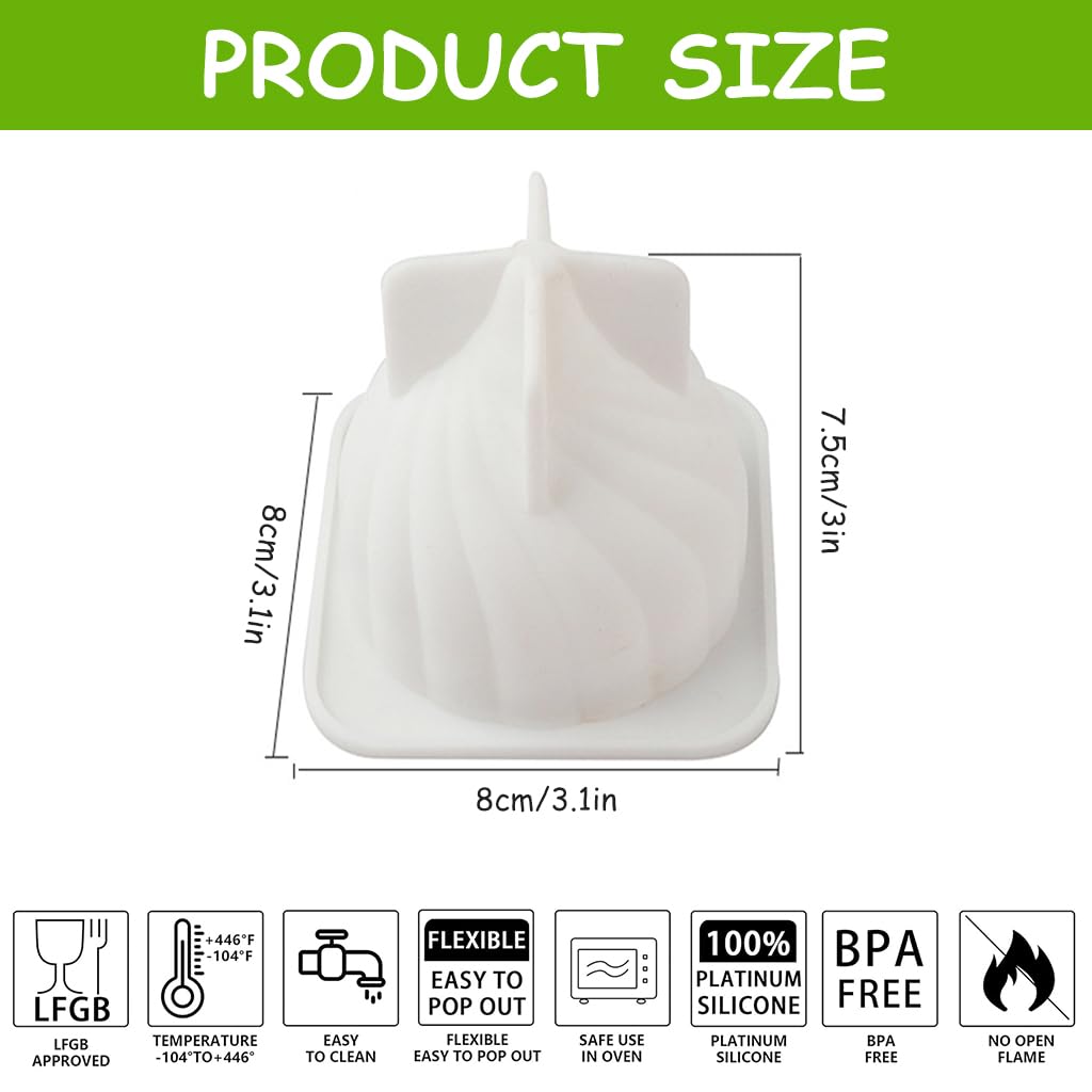 HASTHIP Silicone Mold for Baking and DIY Desserts with 6 Cavities 6.7x7.5cm Spiral Design