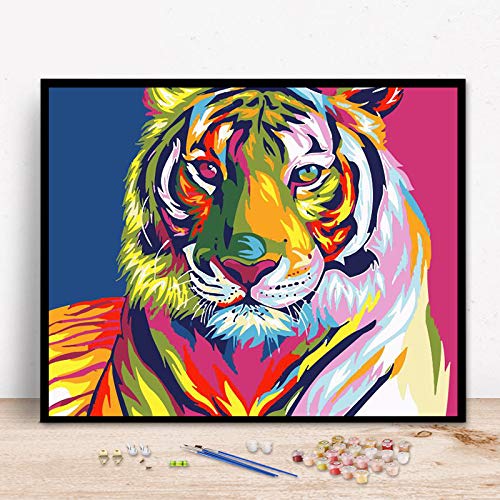 HASTHIP Paint by Numbers for Kids and Adults featuring 3X Magnifier Card | 40 x 50cm Colorful Lion without Frame